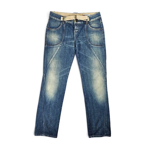 Gas Denim - Vintage Low-Rise Jeans Euro GAS Cyber Y2K Twisted Stitch Distressed Denim - 30
